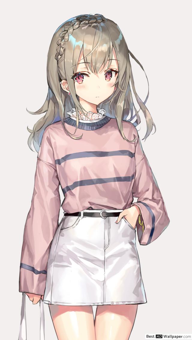 Anime Girl With Long Sleeve Shirt - HD Wallpaper 