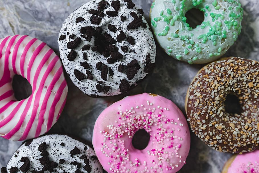 Colorful Donuts, Cute, Sweet, Tasty, Delicious, Baked, - Donut Colorful - HD Wallpaper 