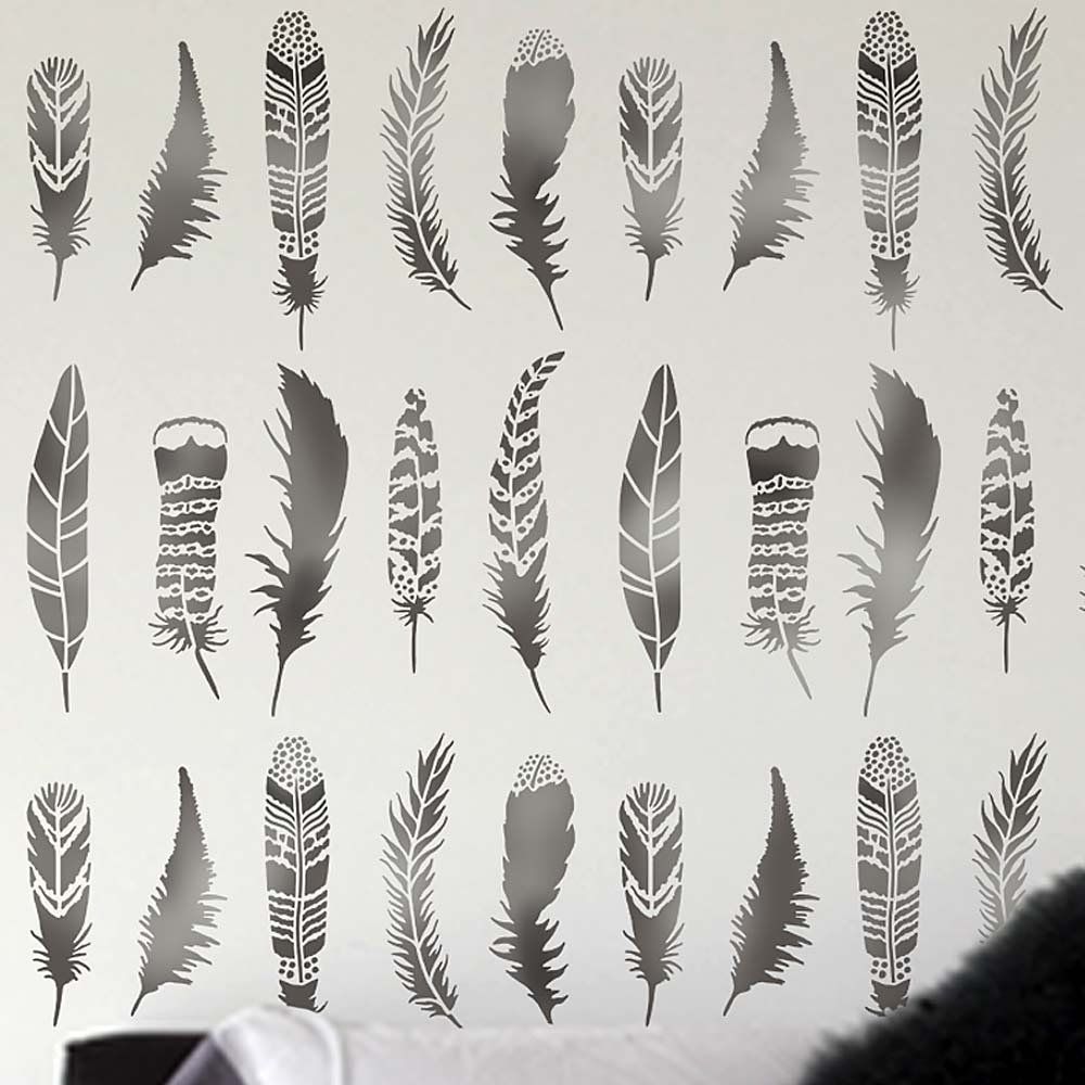 Feather Stencil Designs - HD Wallpaper 