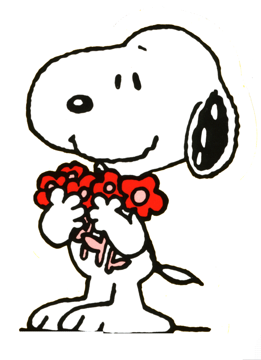 Happy Clipart Snoopy - Snoopy Holding Flowers - HD Wallpaper 