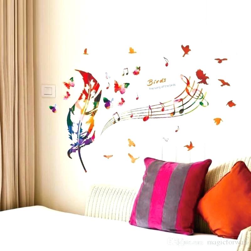 Poster Wallpaper For Bedrooms Bird Wall Mural Colorful - Wall Painting Design Music - HD Wallpaper 