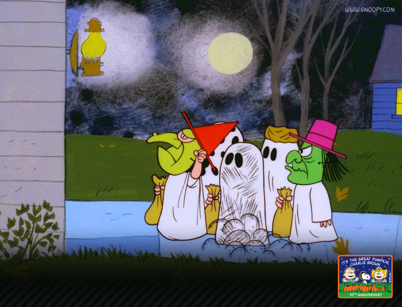 Charlie Brown Desktop Wallpaper - Great Pumpkin Charlie Brown Trick Or Treat - HD Wallpaper 