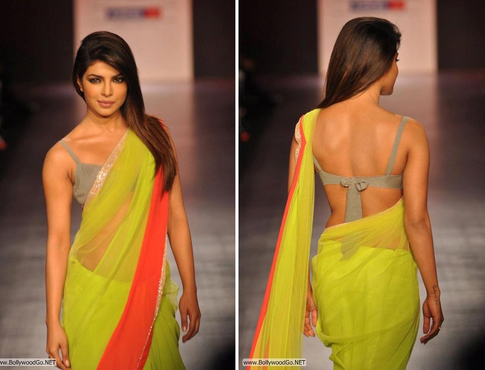 Priyanka Chopra In Yellow Saree, Priyanka Chopra Sexy - Priyanka Chopra Blouse Design - HD Wallpaper 