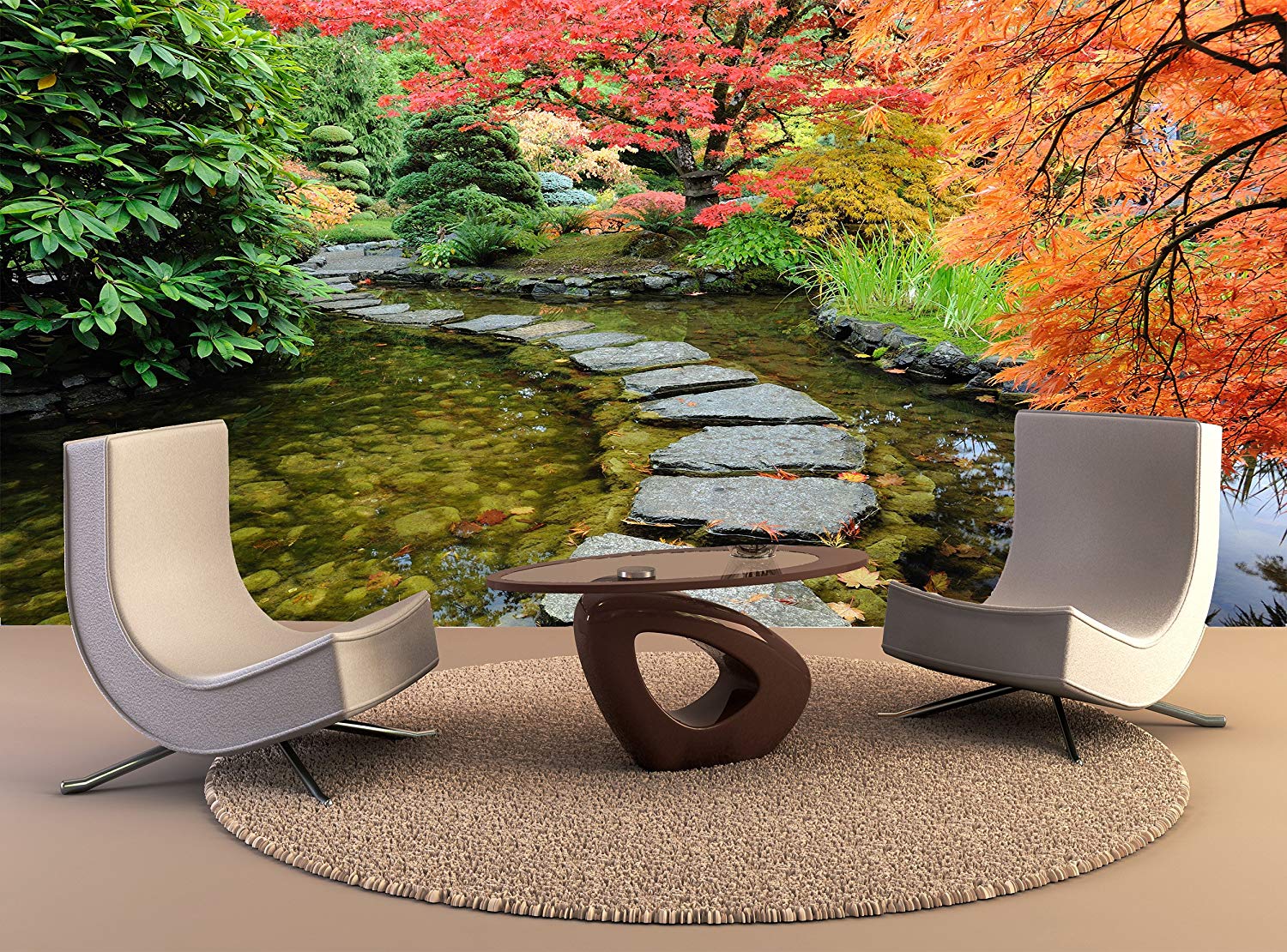 Wallpaper Mural Garden Pond Road Wall Art Decor Photo - Poster Dubai Pared - HD Wallpaper 