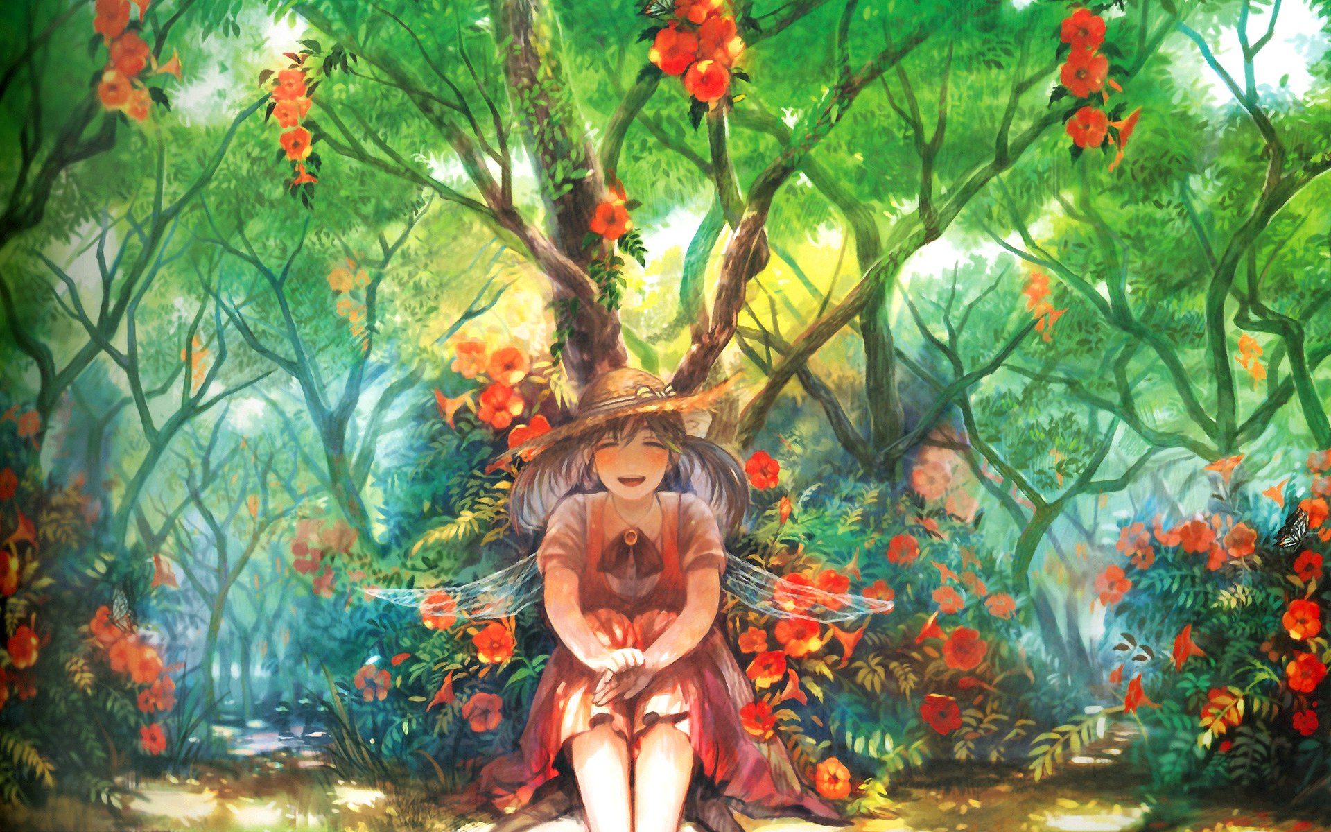 Pixiv Girls Collection Japanese Anime Wallpaper Anime - Nature Girl Anime Background - HD Wallpaper 