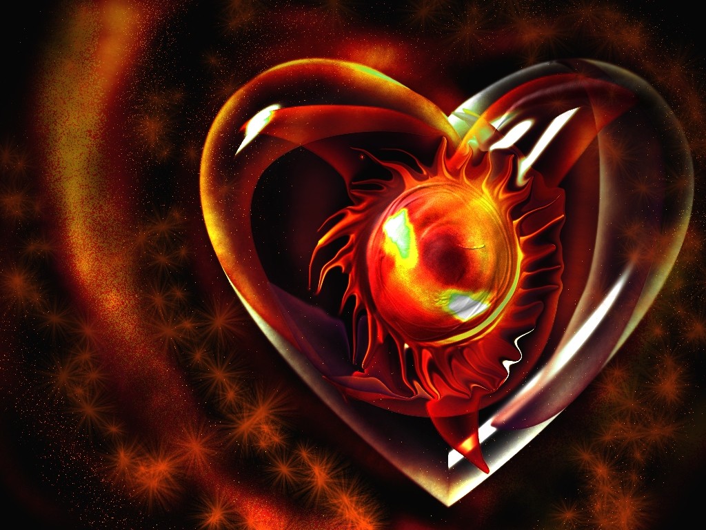Wallpapers Hd Desktop Wallpapers Free Online 3d Wallpapers - Heart Fire 3d - HD Wallpaper 
