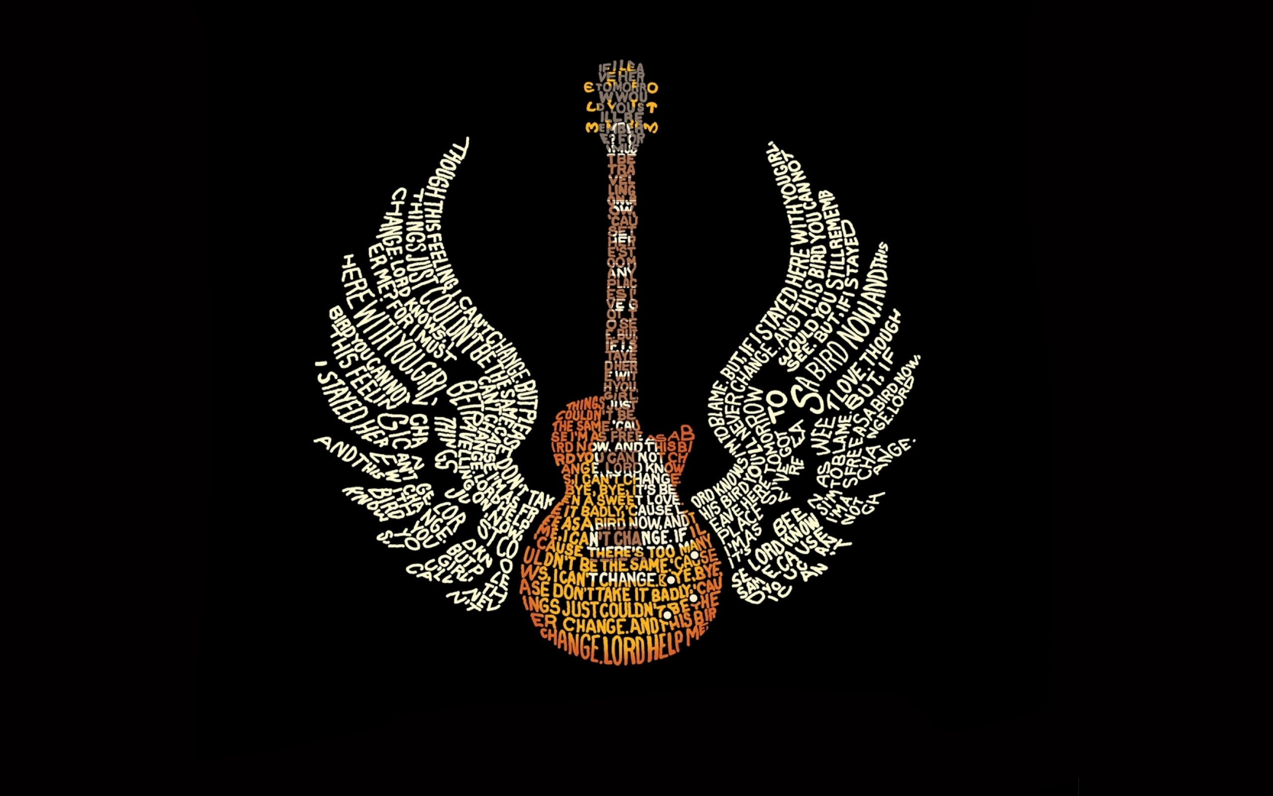 Music Typography Les Paul Lynyrd Skynyrd Guitars Lyrics - Music Wallpaper Rock - HD Wallpaper 