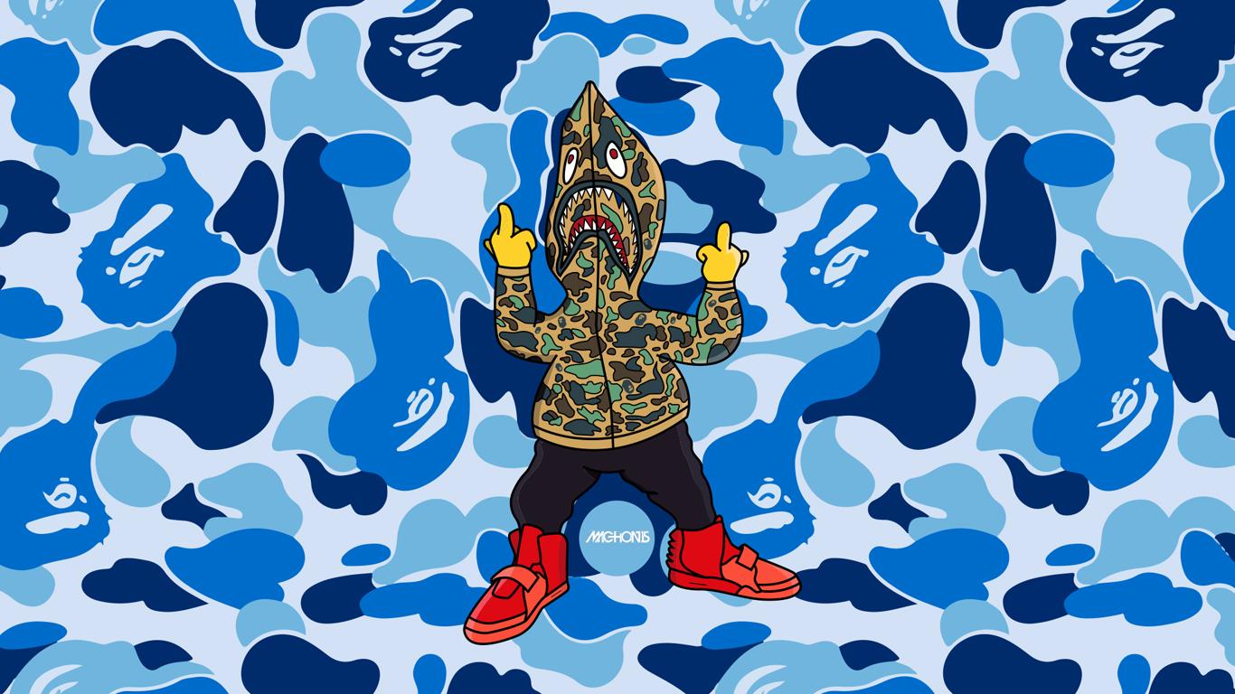 Bape Shark Wallpaper - Bart Simpson Wallpaper Supreme - HD Wallpaper 