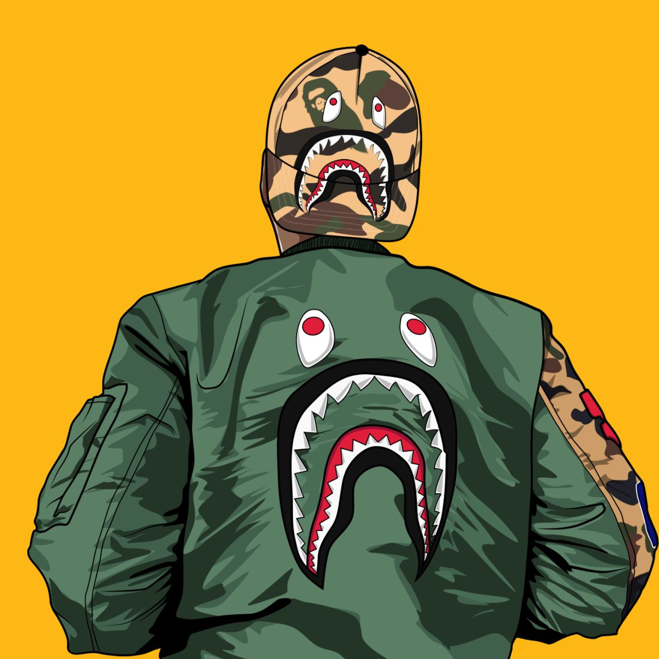 Cartoon Bape Shark - HD Wallpaper 