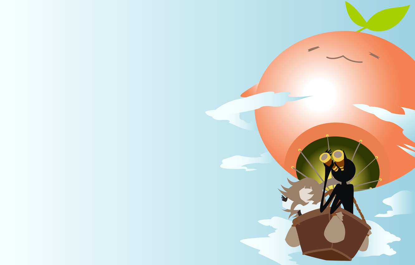 Photo Wallpaper The Sky, People, Ball, Girl, Binoculars, - Cartoon - HD Wallpaper 