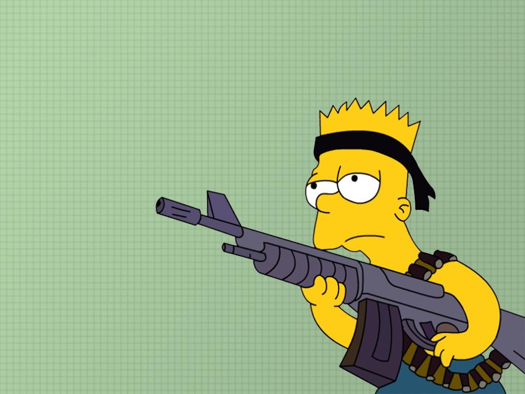 Bart Simpson, Simpsons, Wallpapers, Wallpapers For - Bart Simpson With Gun - HD Wallpaper 