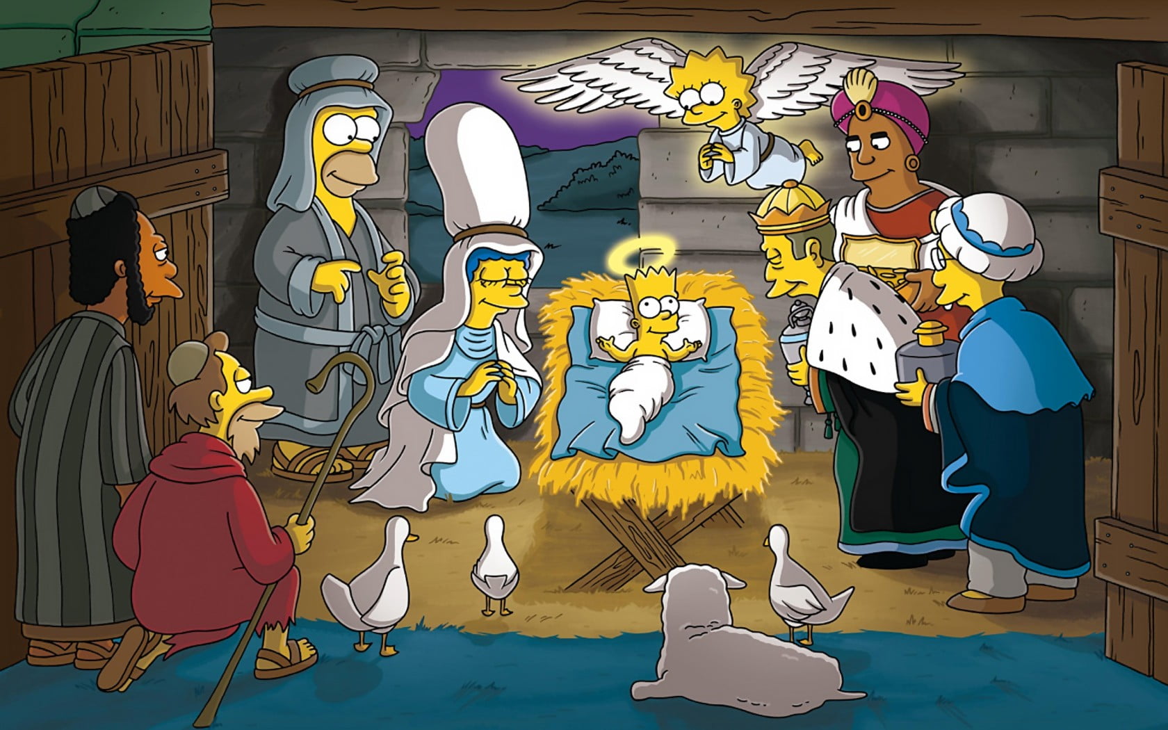Simpson Christmas - HD Wallpaper 