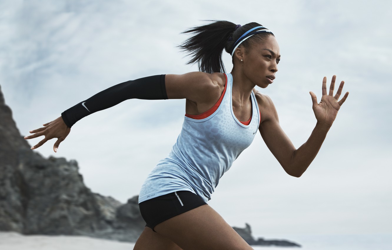 Photo Wallpaper Woman, Running, Nike - Strong Runner - HD Wallpaper 