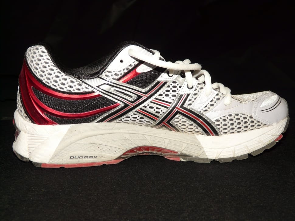 White, Black, And Red Asics Mesh Running Shoe Preview - Shoe - HD Wallpaper 