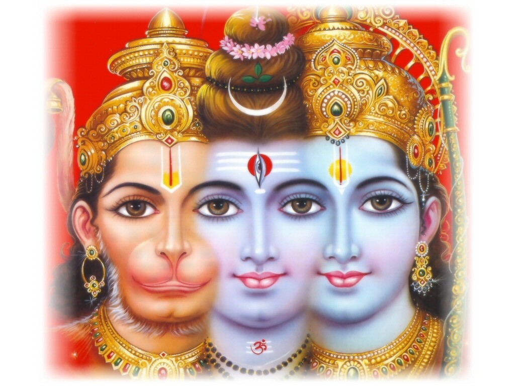 Shiva - Hanuman Shiva And Vishnu - HD Wallpaper 