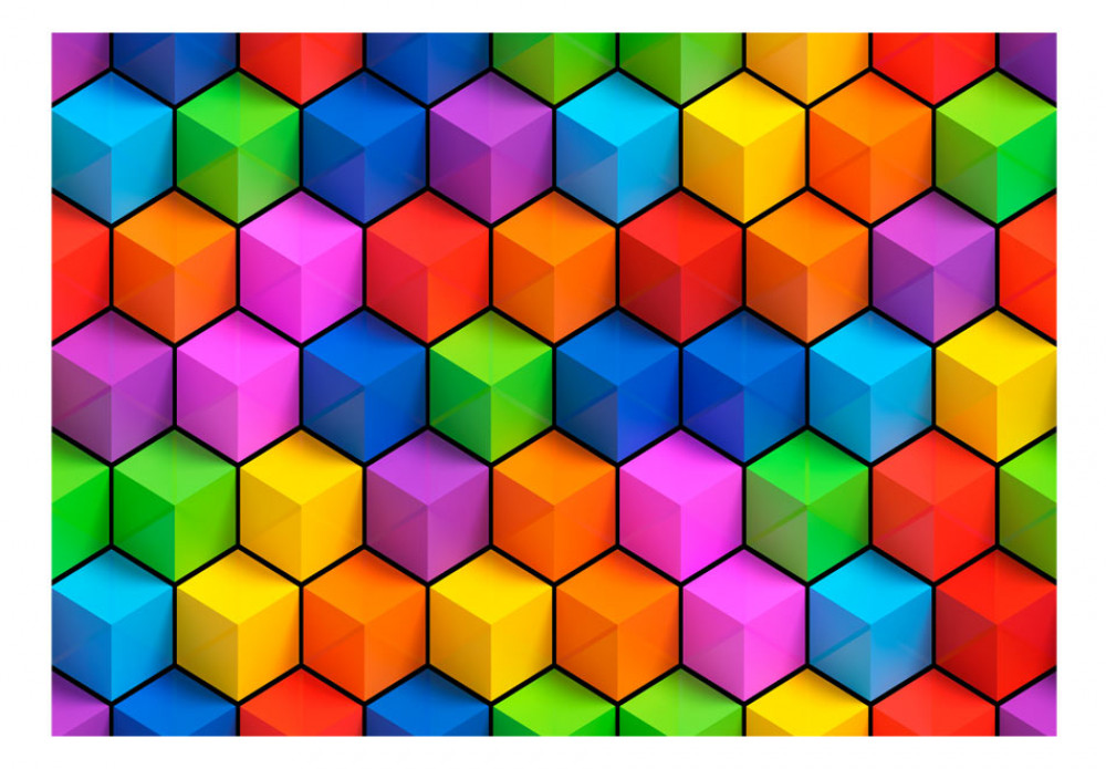 Photo Wallpaper Rainbow Geometry 91986 Additionalimage - Colorful Murals - HD Wallpaper 