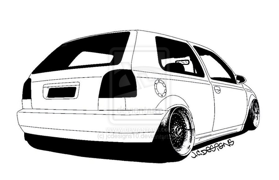 Vw Drawing Picture - Vw Golf Drawing - HD Wallpaper 