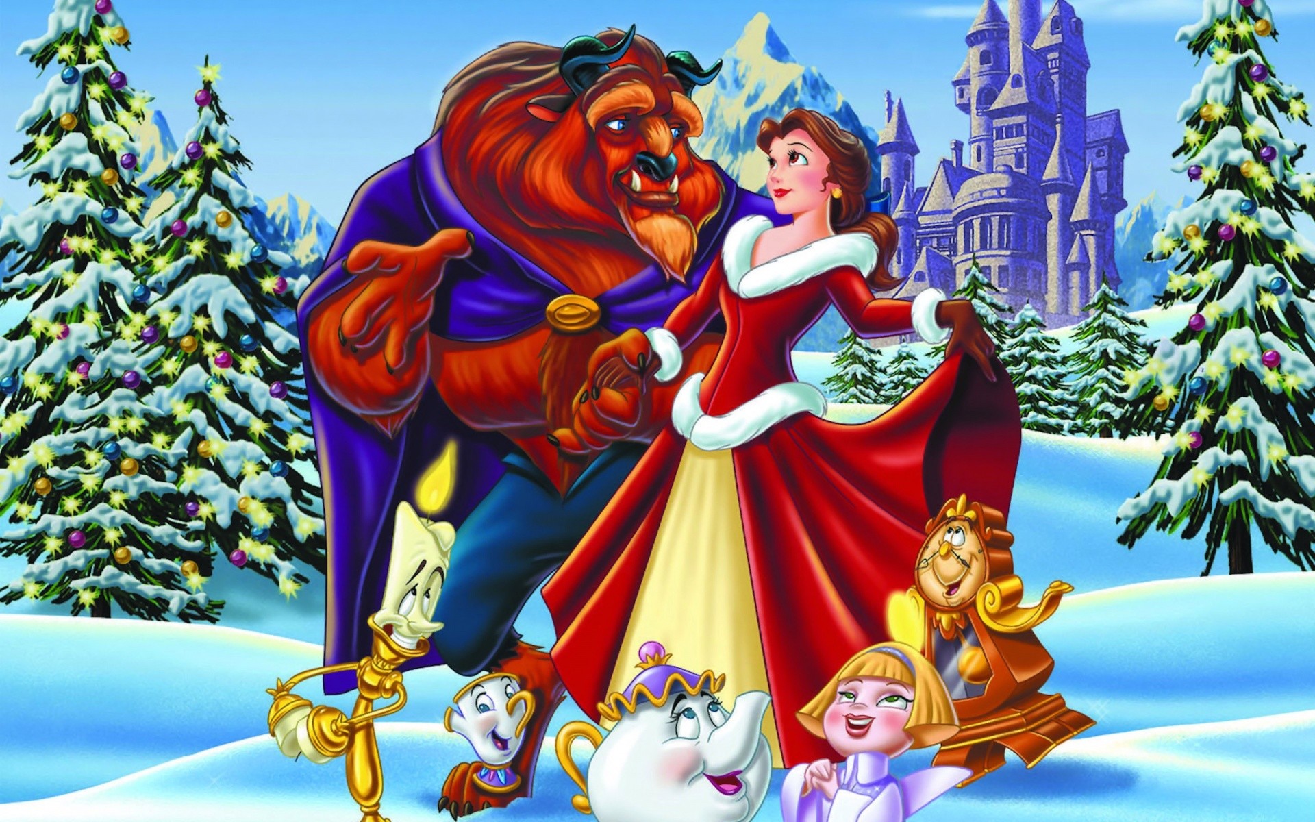 Beauty And The Beast Desktop Background - Disney Beauty And The Beast Christmas - HD Wallpaper 