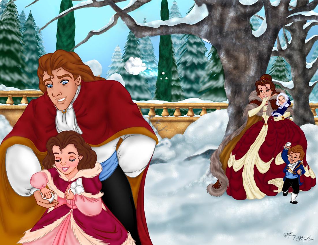 Beauty And The Beast Hd Wallpaper - Prince Adam And Belle Family - HD Wallpaper 