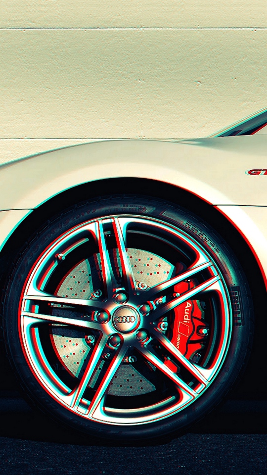 Wallpaper Audi R8, Anaglyph, 3d, Car - Audi R8 Disc Brake - HD Wallpaper 