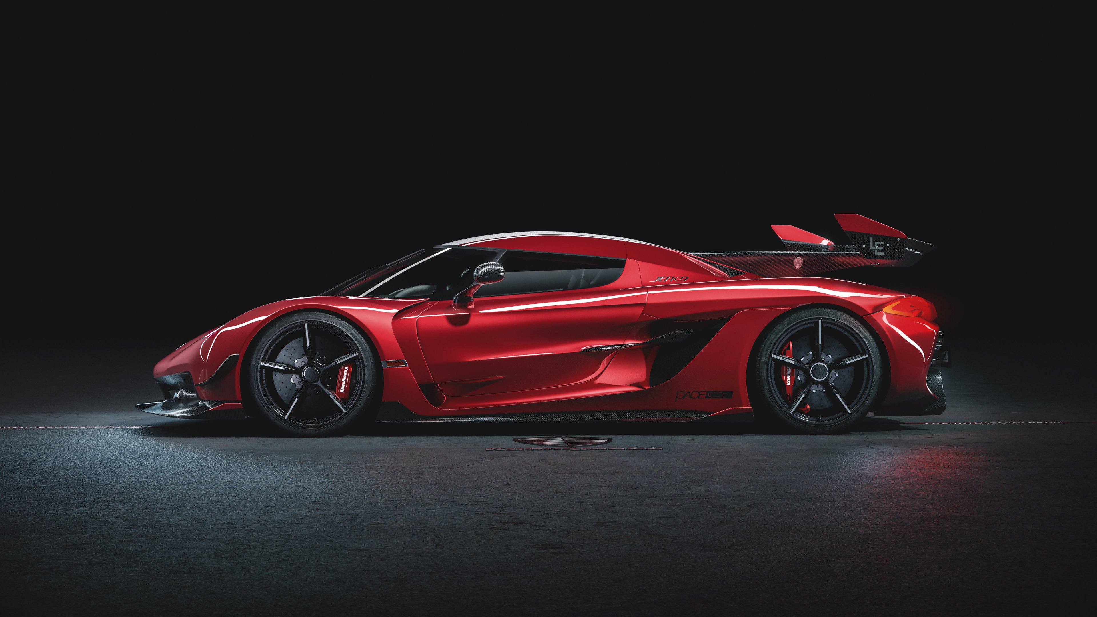 Koenigsegg Jesko Cherry Red Edition 10 Side View - Koenigsegg Jesko Cherry Red - HD Wallpaper 