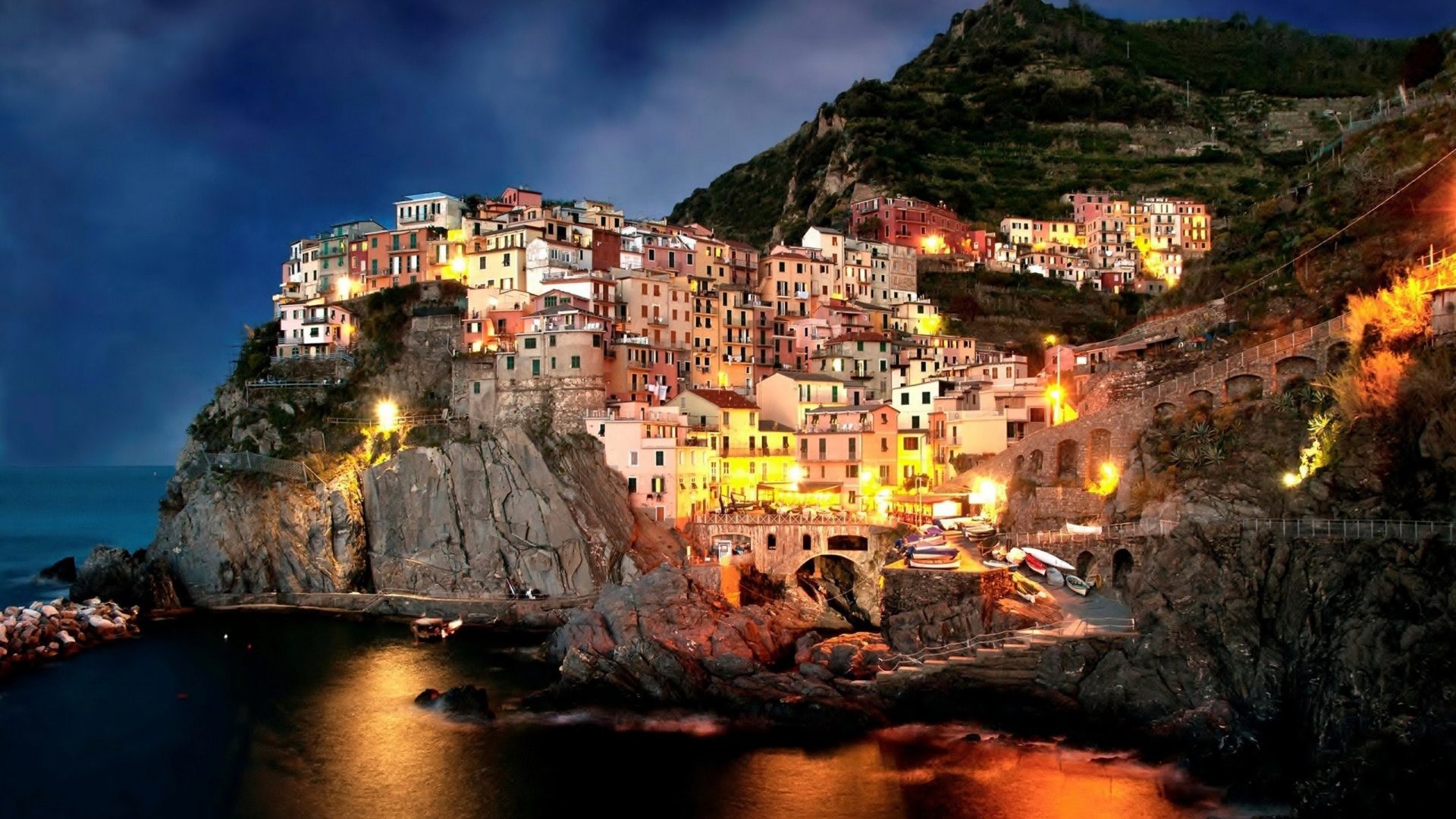 1920x1080, Sea Ocean - Amalfi Coast Night - HD Wallpaper 