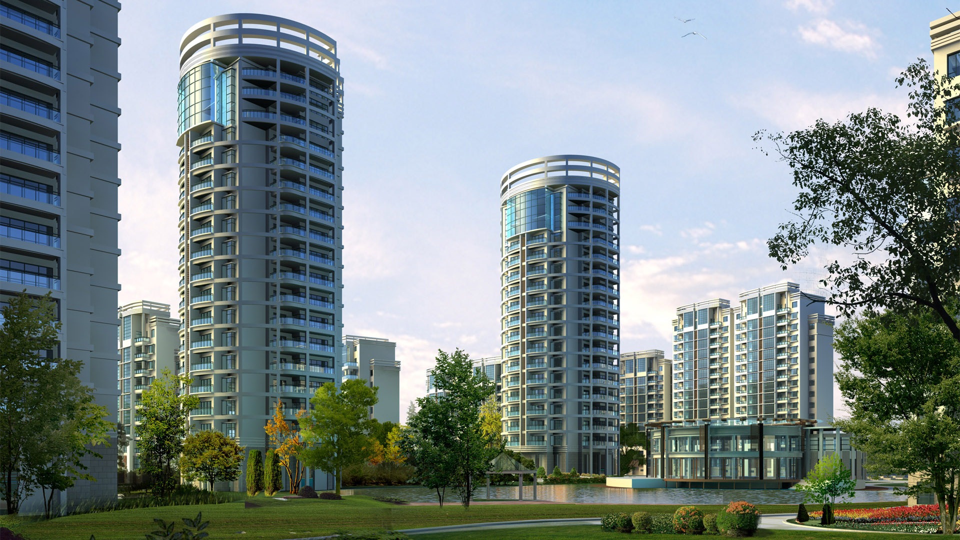 Architecture D Best 717454 Wallpaper Wallpaper - Nature Background With Buildings - HD Wallpaper 