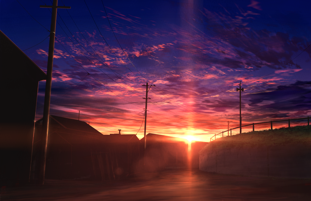 Anime Sunset Background City - HD Wallpaper 