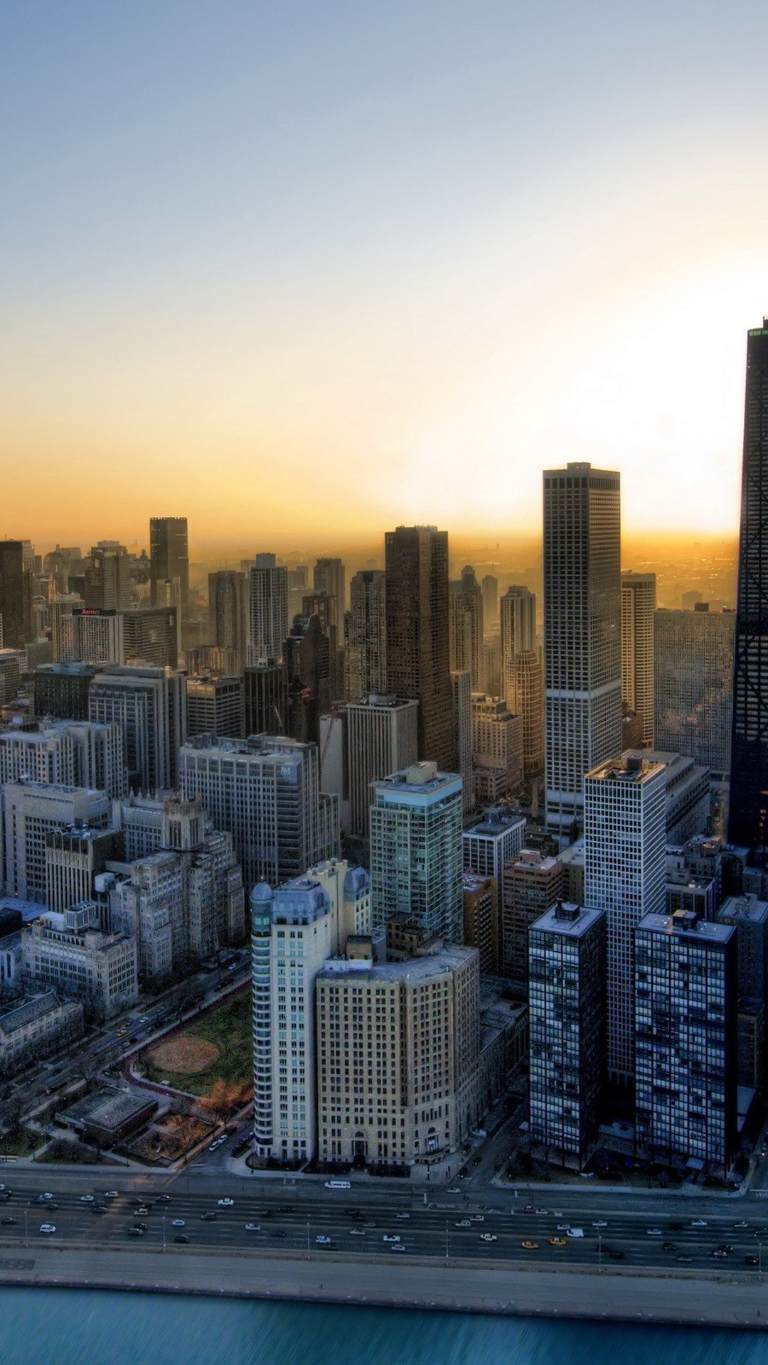 Sunrise Landscape Of Chicago Iphone 7 Wallpaper - Chicago 1920 X 1080 - HD Wallpaper 