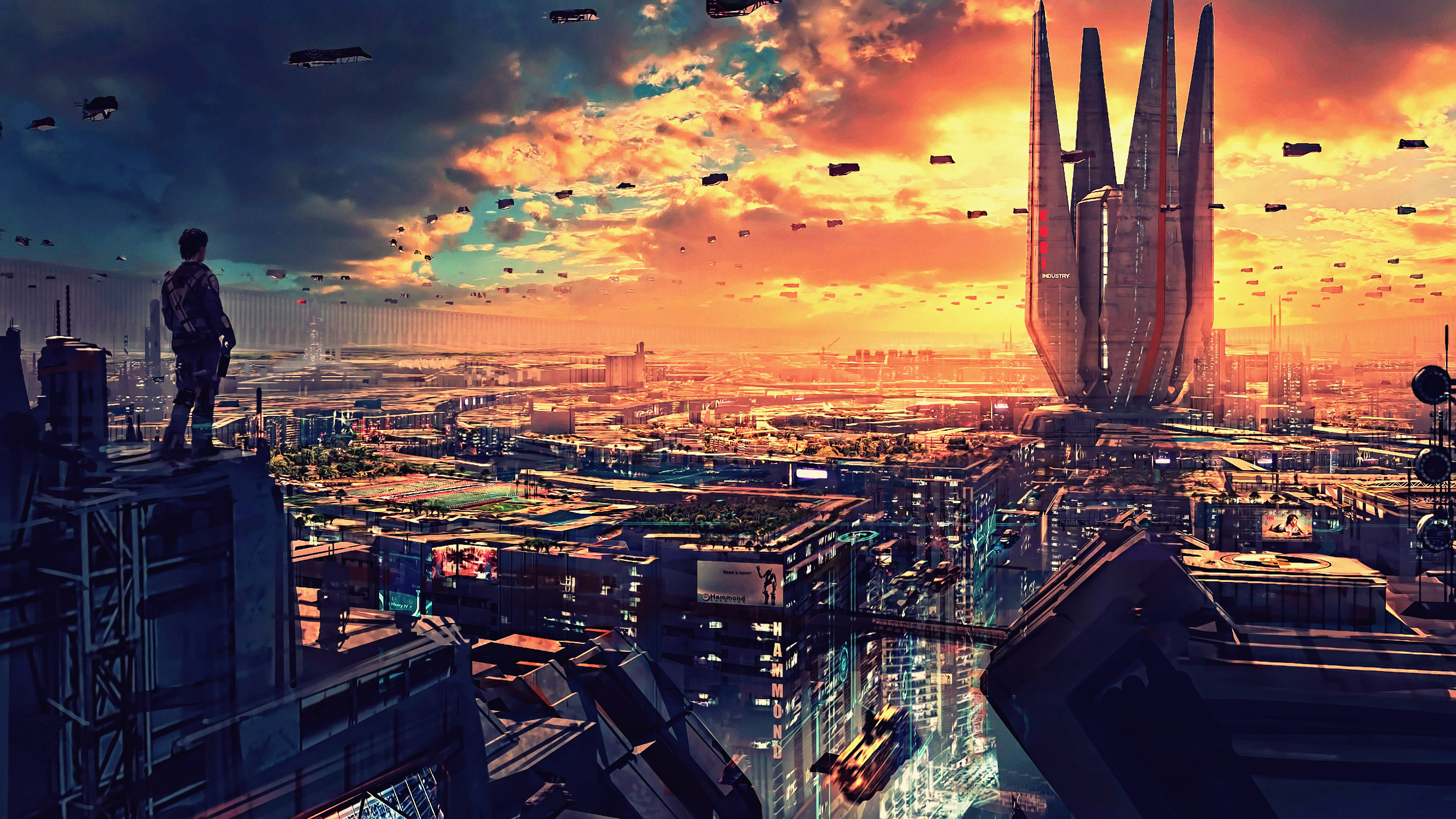Science Fiction Cityscape Futuristic City Digital Art - HD Wallpaper 