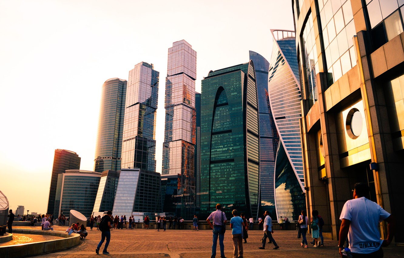 Photo Wallpaper City, Light, Summer, Sky, Blue, Panorama, - Moscow International Business Center - HD Wallpaper 
