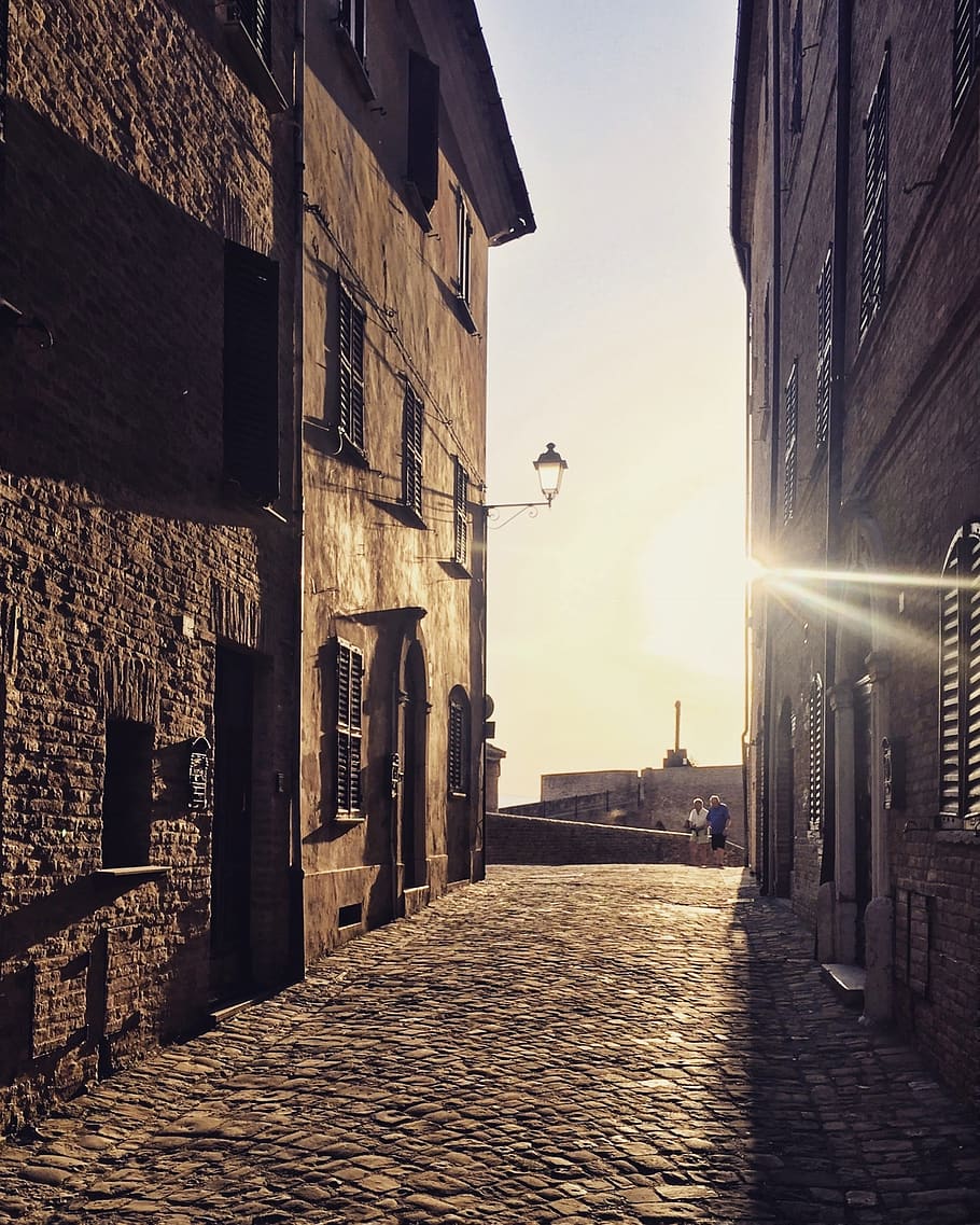 Italy, Mondavio, Sun, Sunset, Old City, Italian Square, - HD Wallpaper 