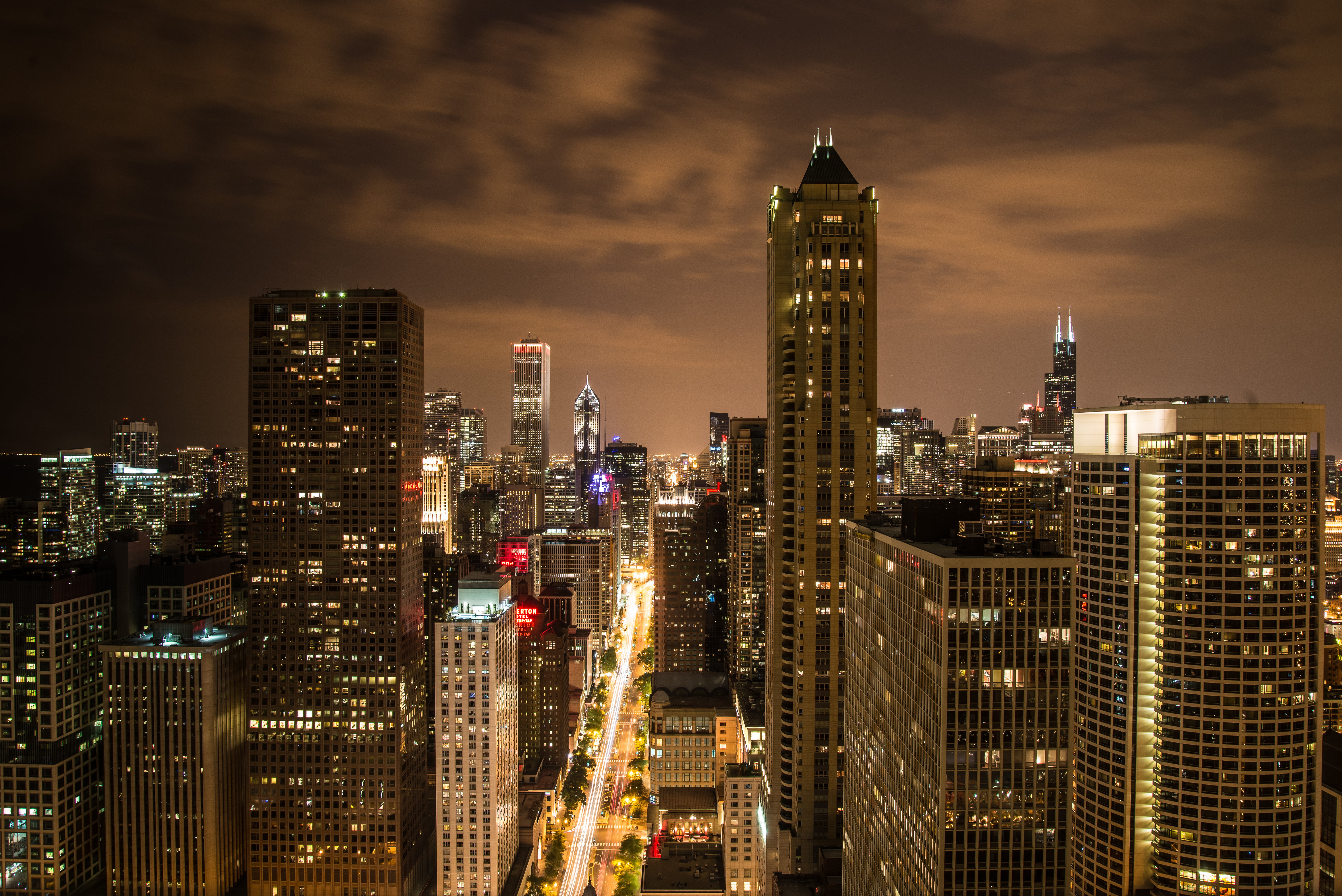 Building Top View At Night - HD Wallpaper 