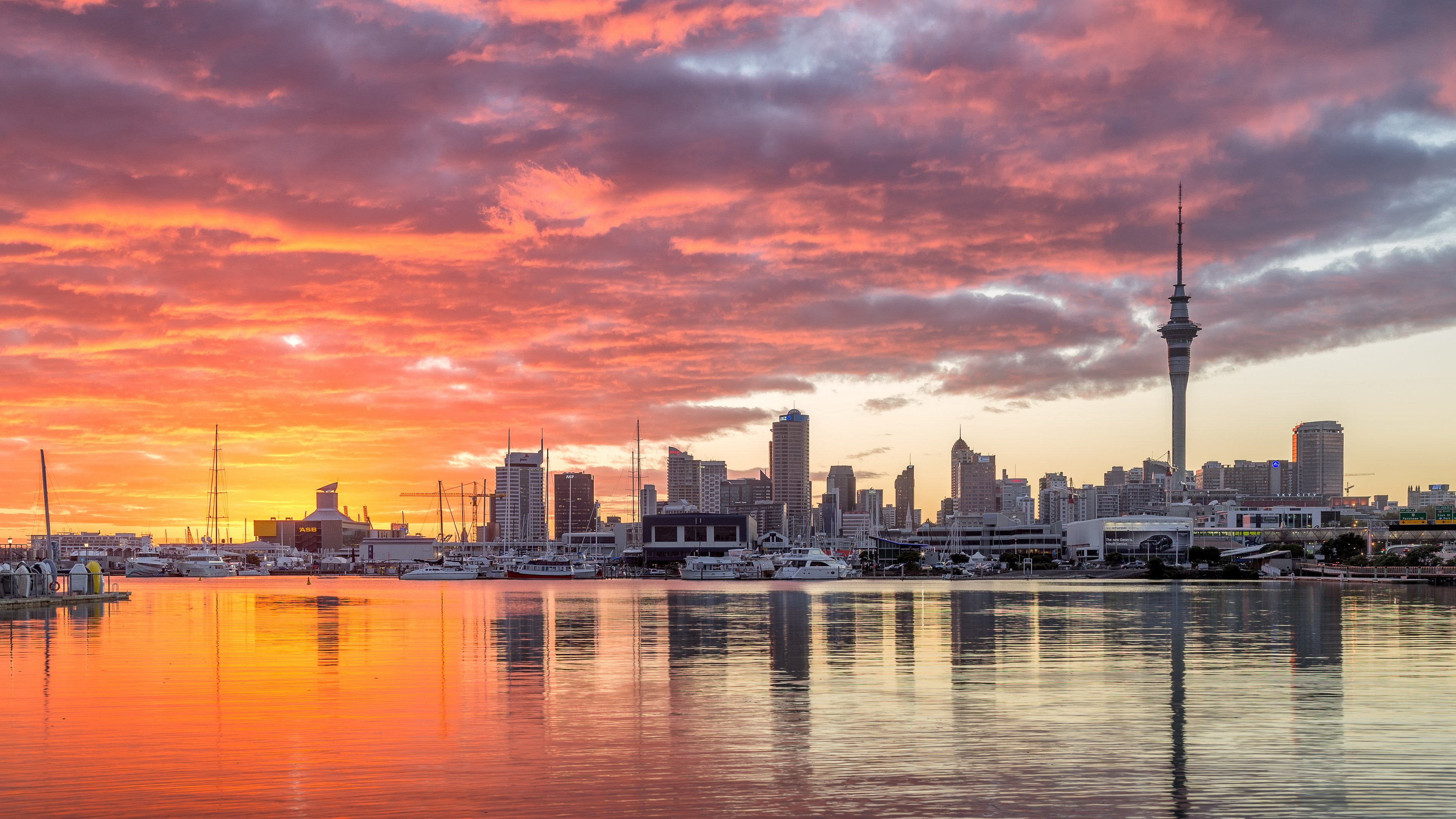 Auckland New Zealand City Sunset - Auckland - HD Wallpaper 