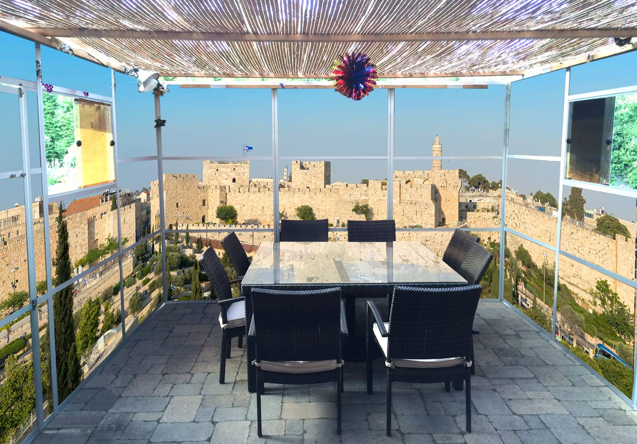 Jerusalem Old City Walls Panoramic Sukkah Wallpaper - Roof - HD Wallpaper 