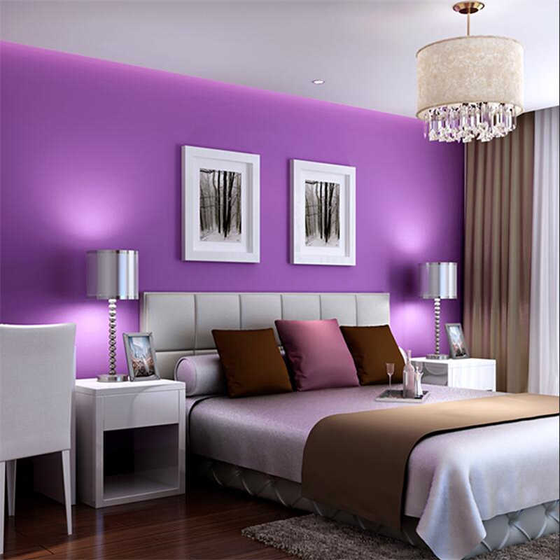 Beibehang New Orange Red Purple Wallpaper Violet Modern - Simple Room Colour - HD Wallpaper 