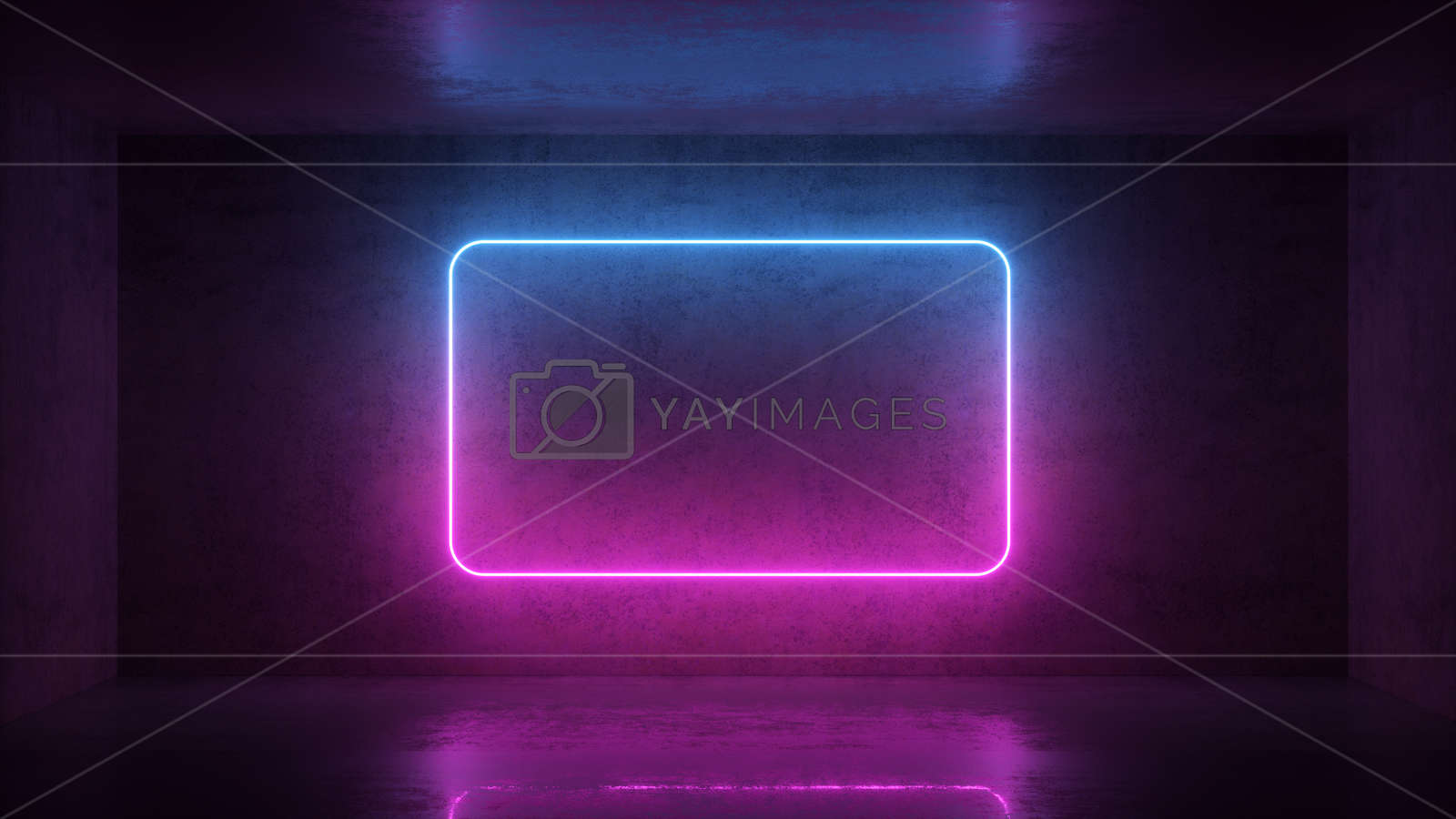 3d Render Of Neon Frame On Background In The Room - Light - HD Wallpaper 