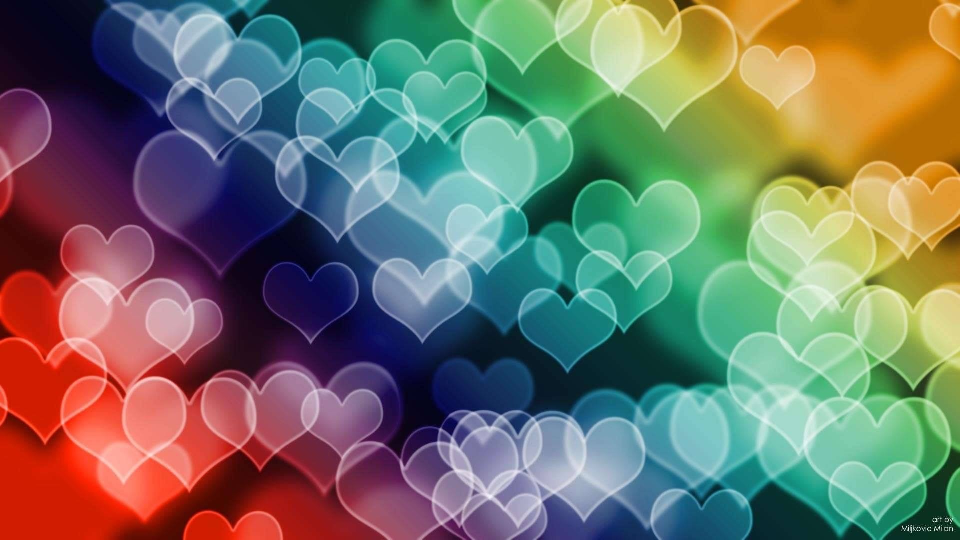 Colored Hearts Hd Wallpaper In Full Hd From The Valentine - Heart Wallpaper Hd - HD Wallpaper 