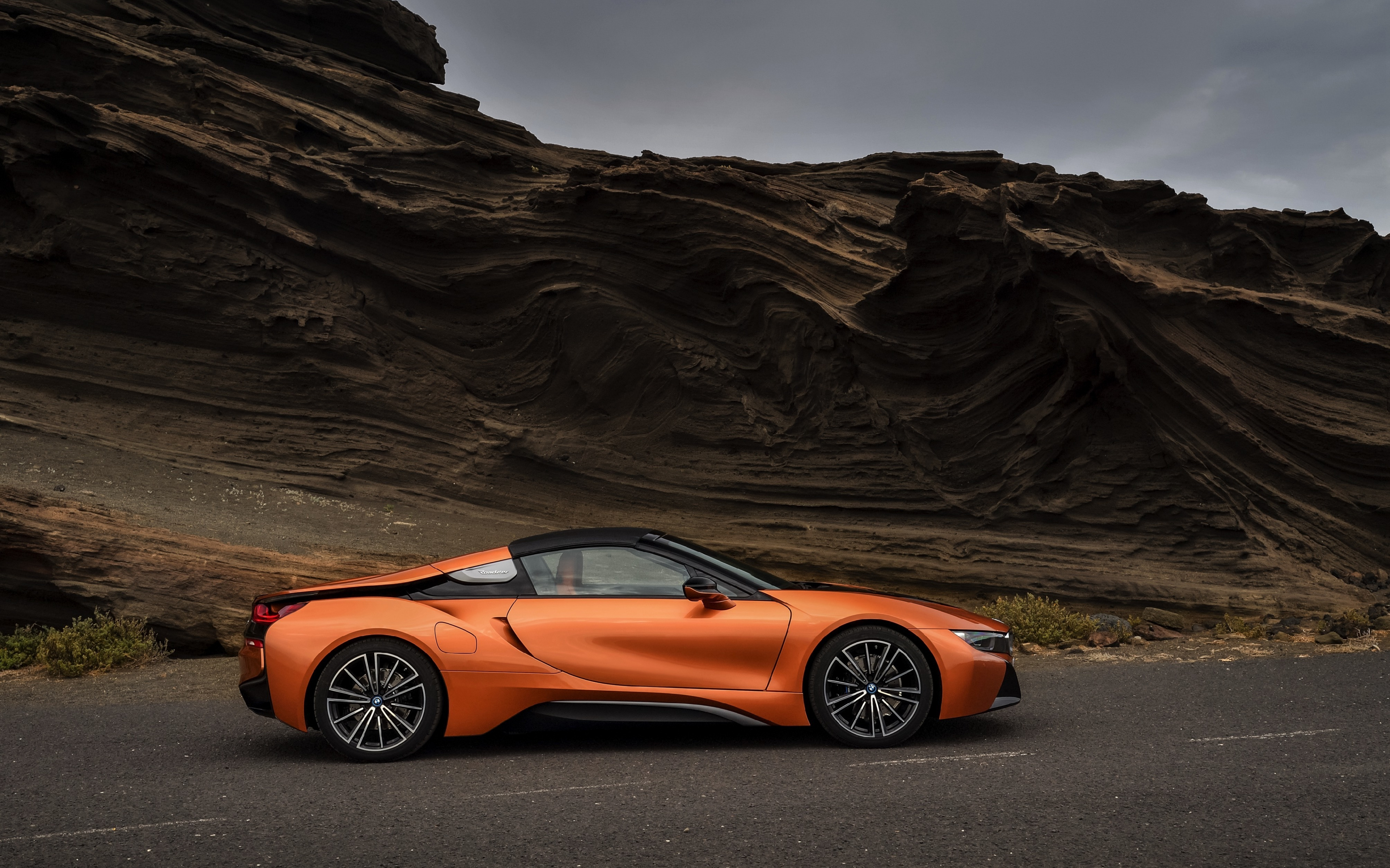 Bmw I8, Supercar, Orange, Side View, Wallpaper - Bmw I8 Hd Side View - HD Wallpaper 