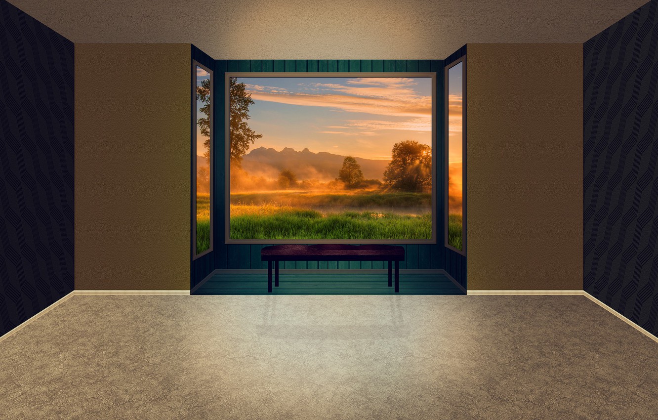 Photo Wallpaper Sunset, Room, Window To Nature, Sad - Floor - HD Wallpaper 