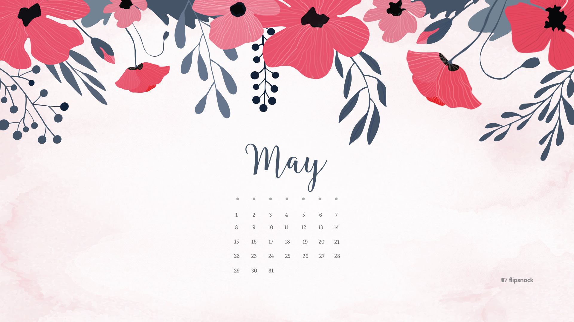 Floral May 2019 Desktop Calendar Wallpaper - May Calendar Desktop Wallpaper 2019 - HD Wallpaper 