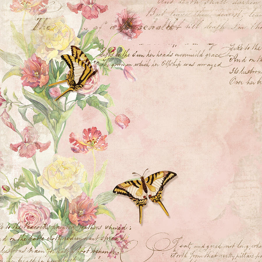 Fleurs De Pivoine - Watercolor In A French Vintage - HD Wallpaper 