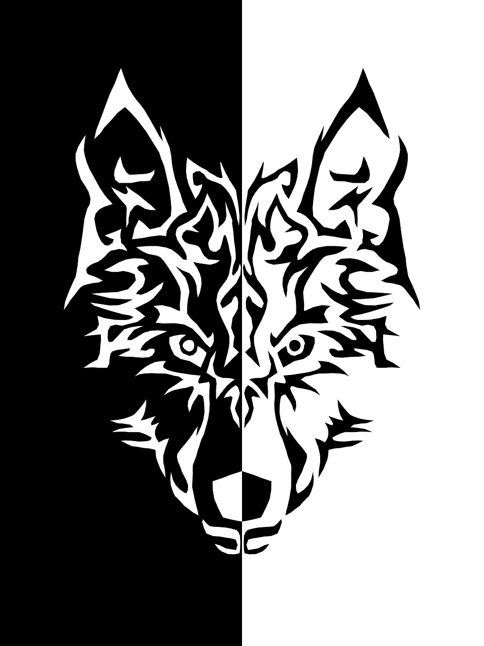 Wolf Black And White Iphone Wallpaper Free Photo - Graphics Black And White Art - HD Wallpaper 