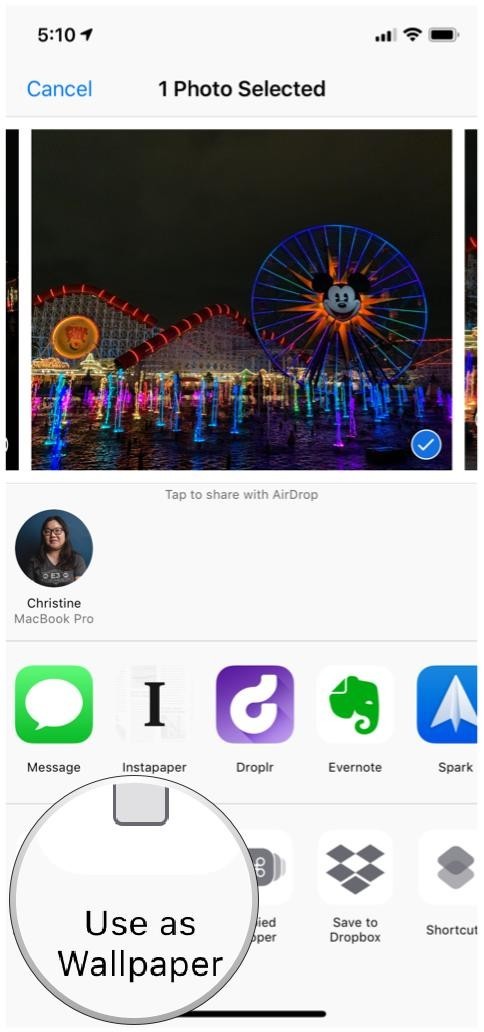 Select Use As Wallpaper Option - Iphone - HD Wallpaper 
