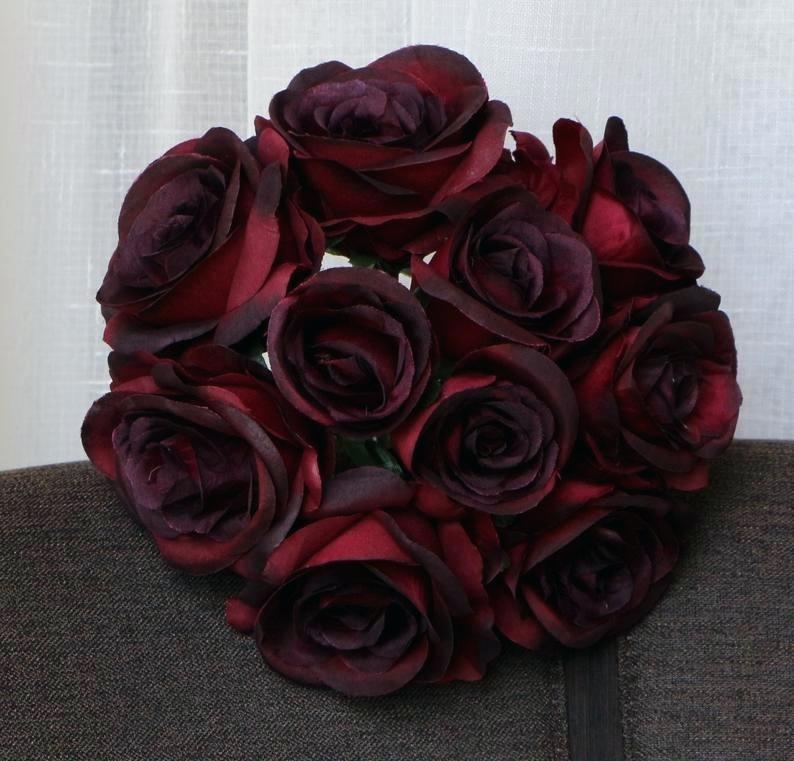 Maroon Flowers Burgundy Flower Bouquet Silk Rose Flower - Full Burgundy Bridesmaids Bouquets - HD Wallpaper 
