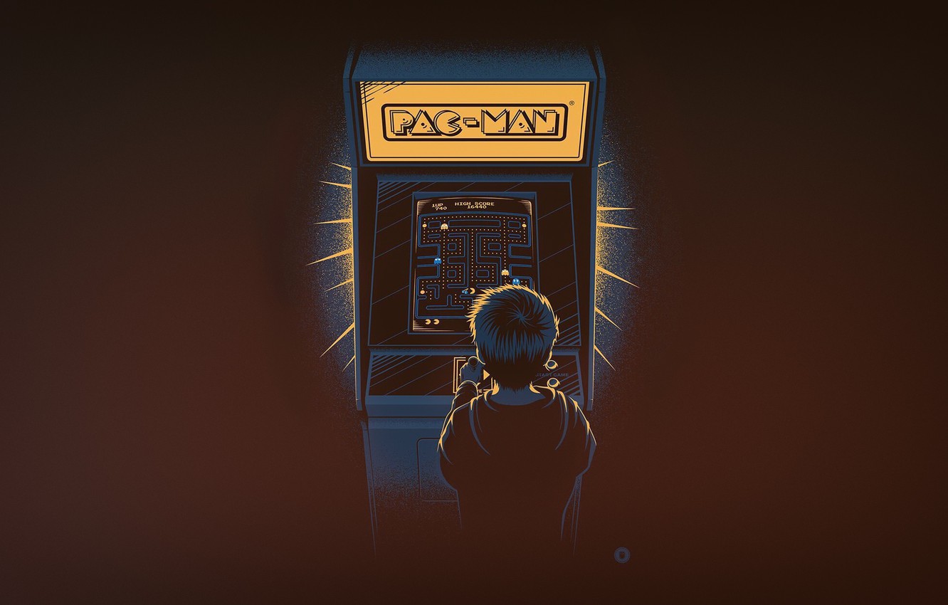 Photo Wallpaper Minimalism, Boy, The Game, Background, - Pac Man Arcade Background - HD Wallpaper 