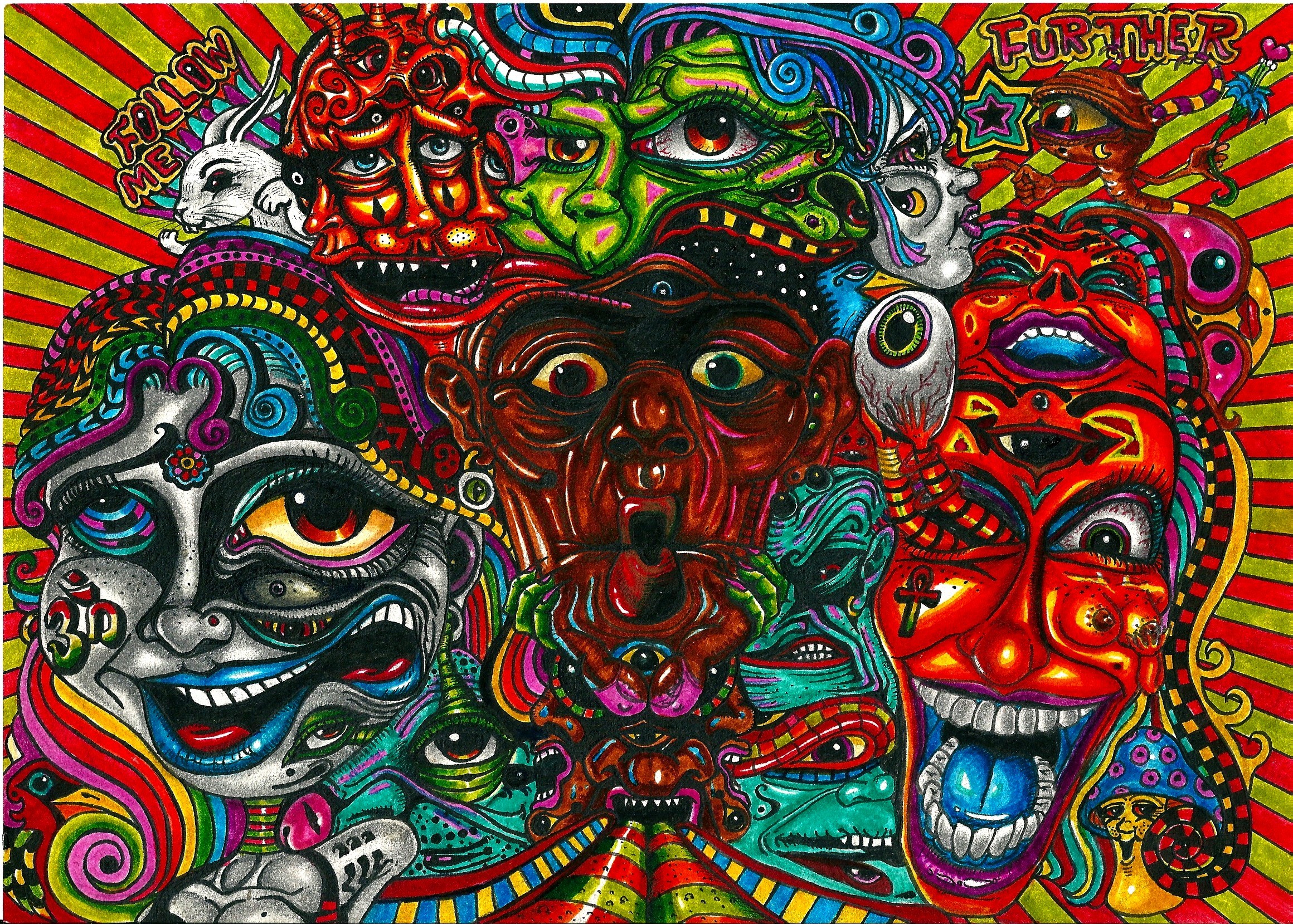 2320x1659, Trippy Acid Widescreen Wallpaper For Computer - Eyes Psychedelic Art - HD Wallpaper 