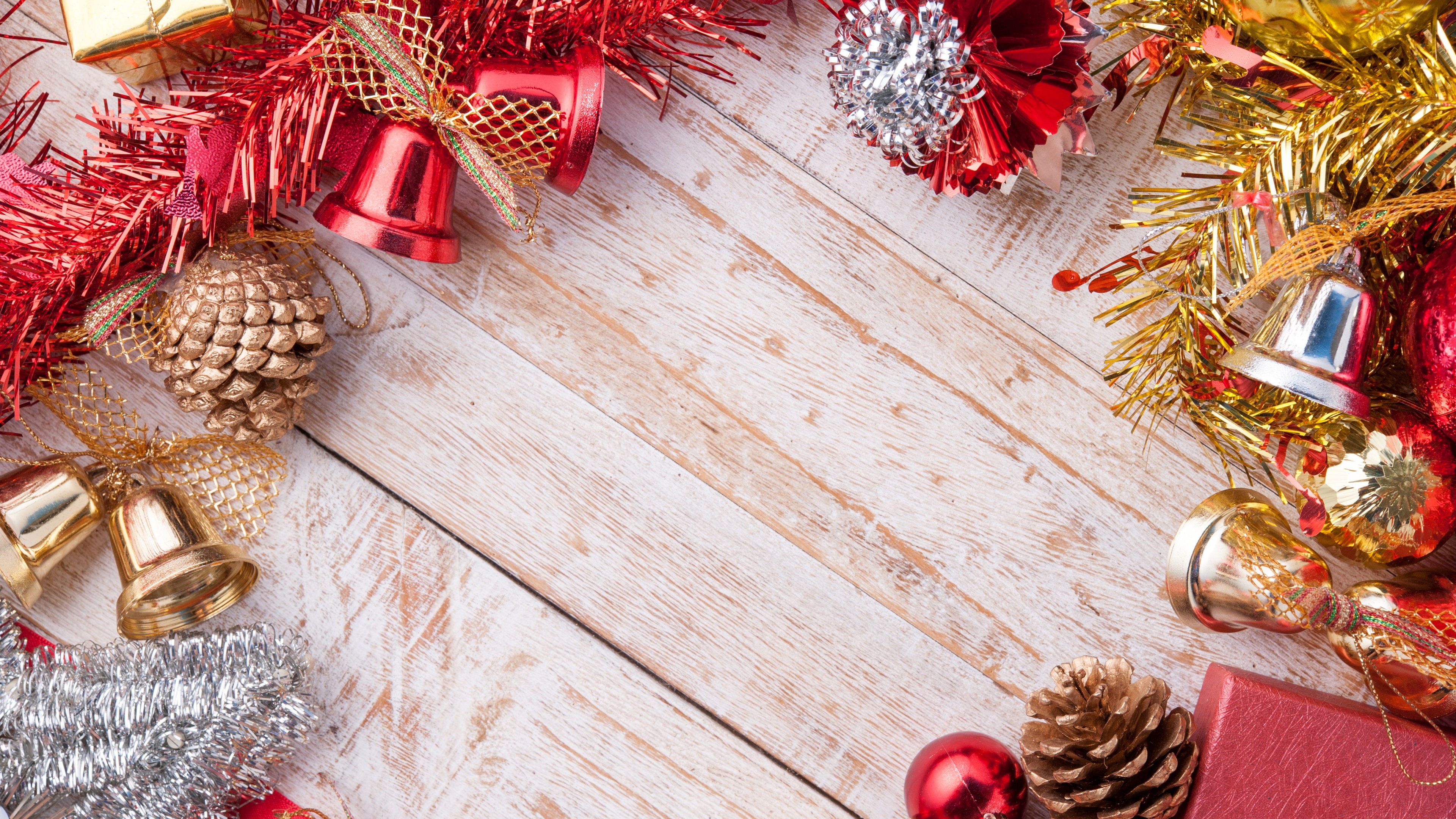 Wallpaper Christmas Bells And Balls, Decoration, Wood - Новогодний Фотофон - HD Wallpaper 