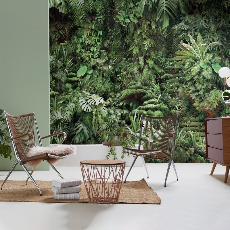 Panoramic Wallpaper Urban Jungle At Dawn - Trompe L Oeil Wallpaper Garden Murals - HD Wallpaper 