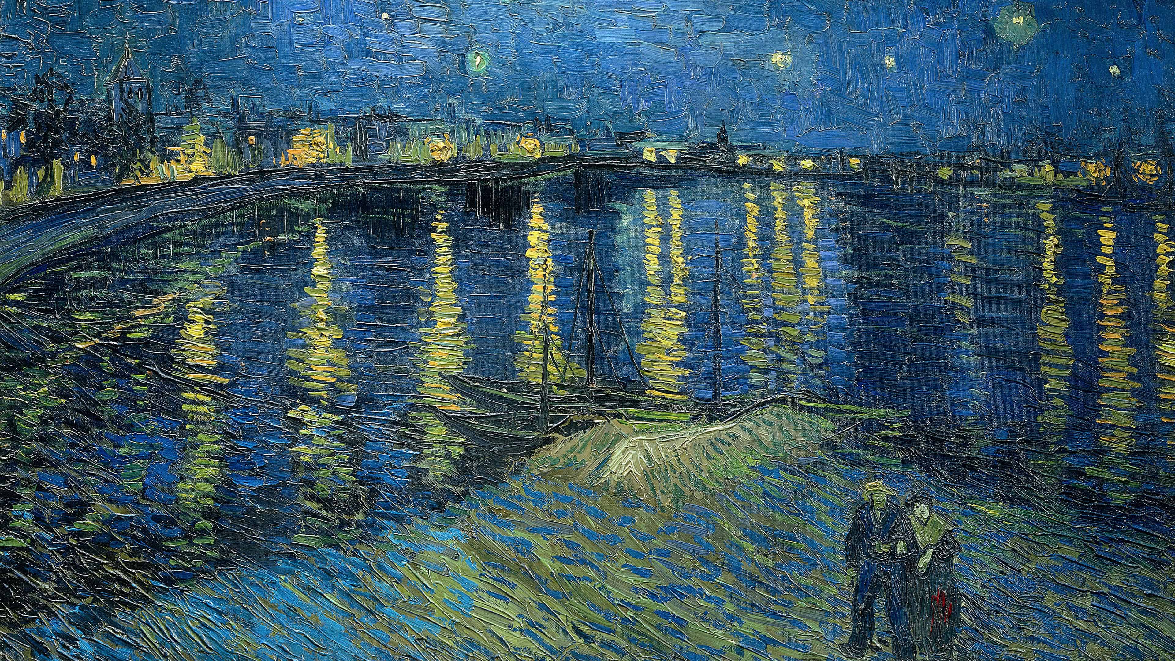 The Starry Night Painting By Vincent Van Gogh Uhd 4k - Van Gogh Painting 4k - HD Wallpaper 